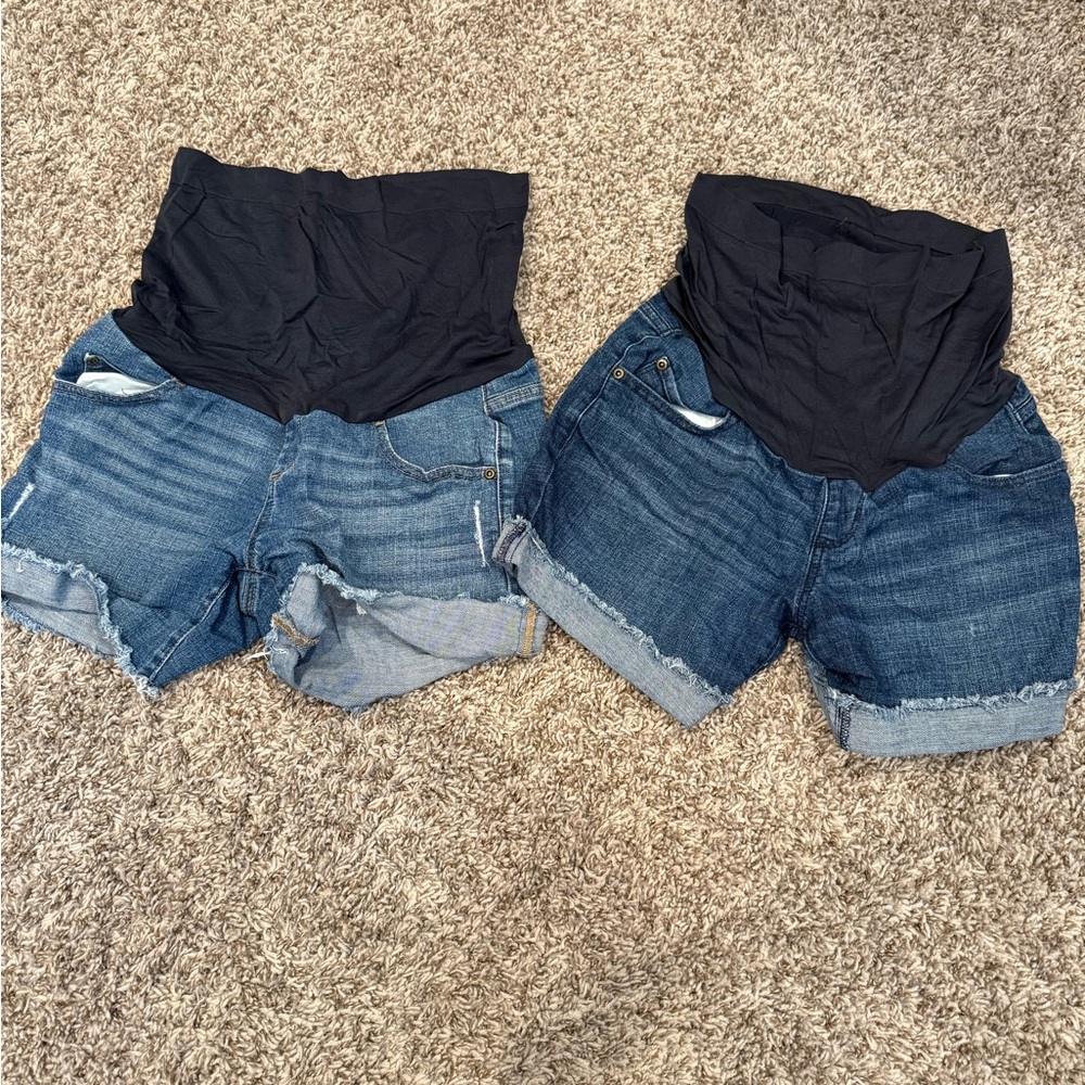 Maternity Denim Shorts with Black Waistband